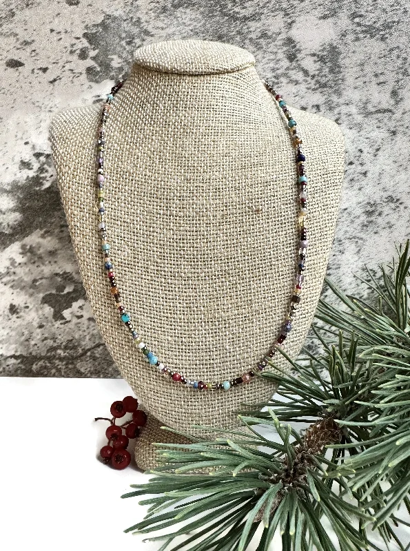 Pearl Charm Necklace-Mixed Stone Choker Necklace