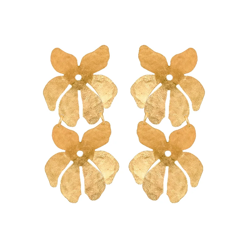 Clear Crystal Earrings-Little Gold Tahiti Earrings