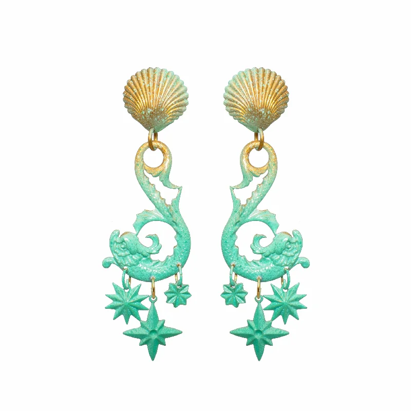 Silver Drop Earrings-Aqua Neptune Earrings