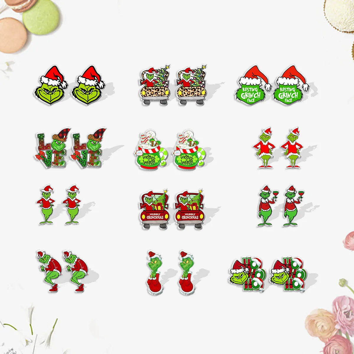 Cute Cartoon Christmas Hat Christmas Tree Arylic Epoxy Christmas Women'S Earrings 1 Pair