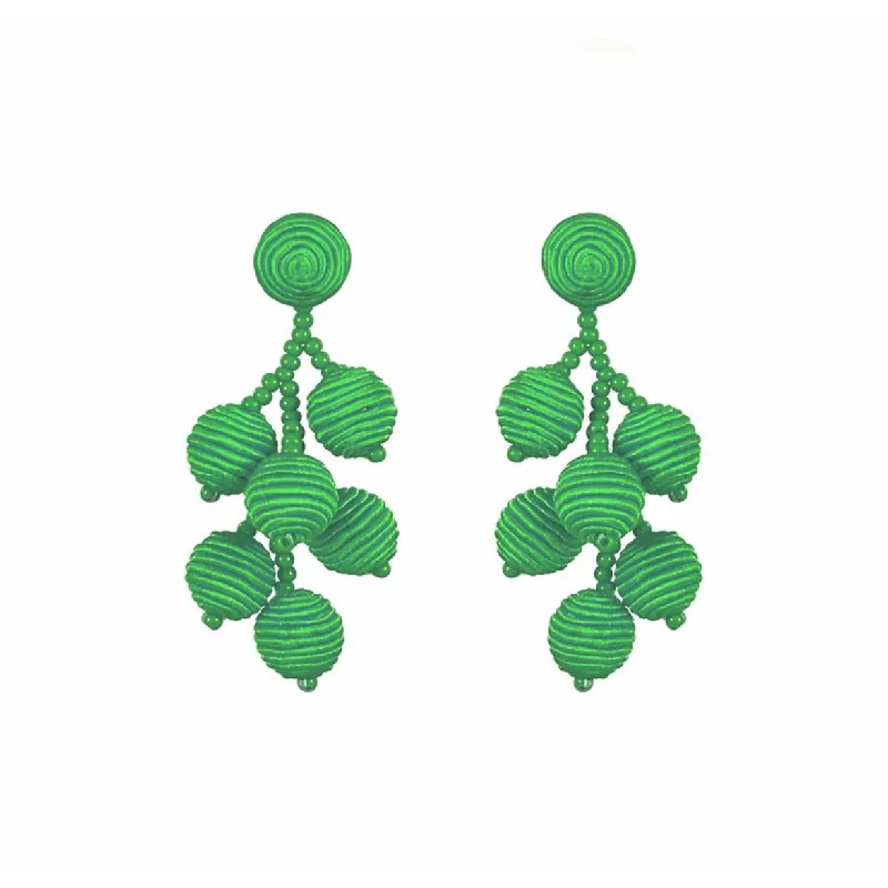 Blue Drop Earrings-Green Mini Gumball