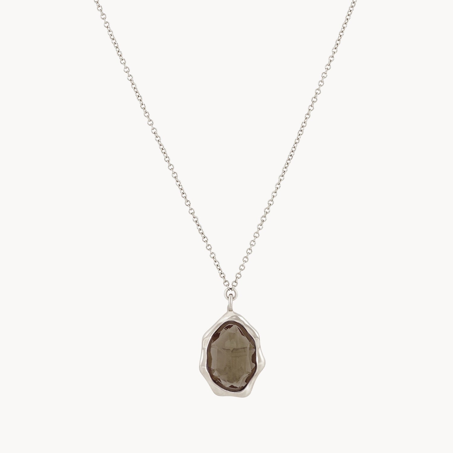 Elegant Crystal Necklace-smoky quartz mood necklace silver - sterling silver, smoky quartz