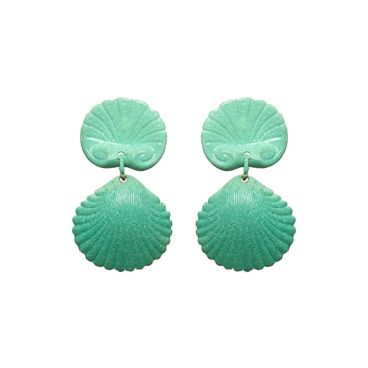 Bright Silver Earrings-Aqua Coquille Earrings