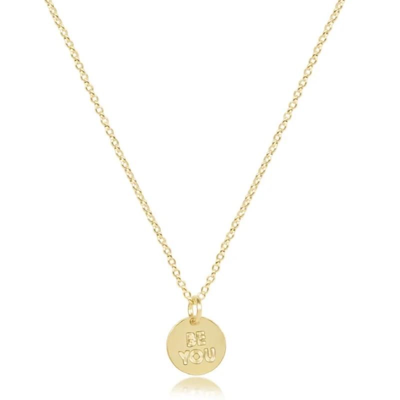 Geometric Gold Necklace-egirl 14" Necklace Gold- be you. Small Gold Disc