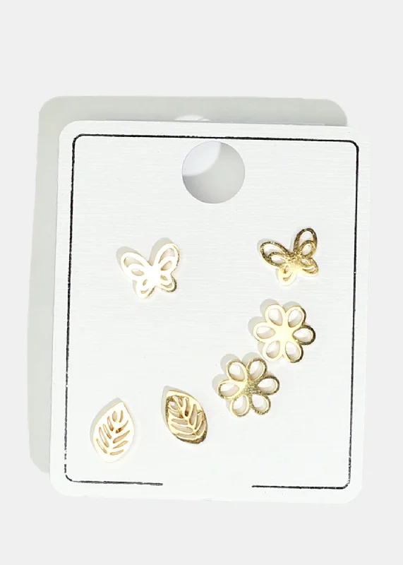 Luxury Fashion Earrings-3-Pair Summer Stud Earrings