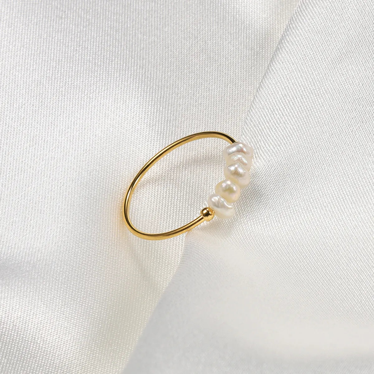 Large Cocktail Ring-Simple Style Geometric Freshwater Pearl Titanium Steel Plating Rings