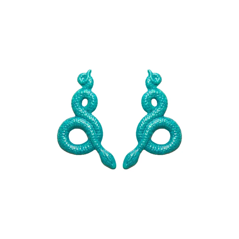 Black Earrings for Women-Teal Viper Earrings