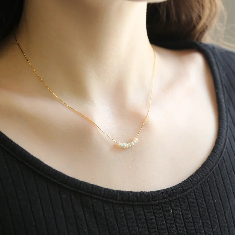 Long Silver Necklace-Millie GOLD Necklace 18K Gold Plated Thin Chain Freshwater Pearl Choker Necklace