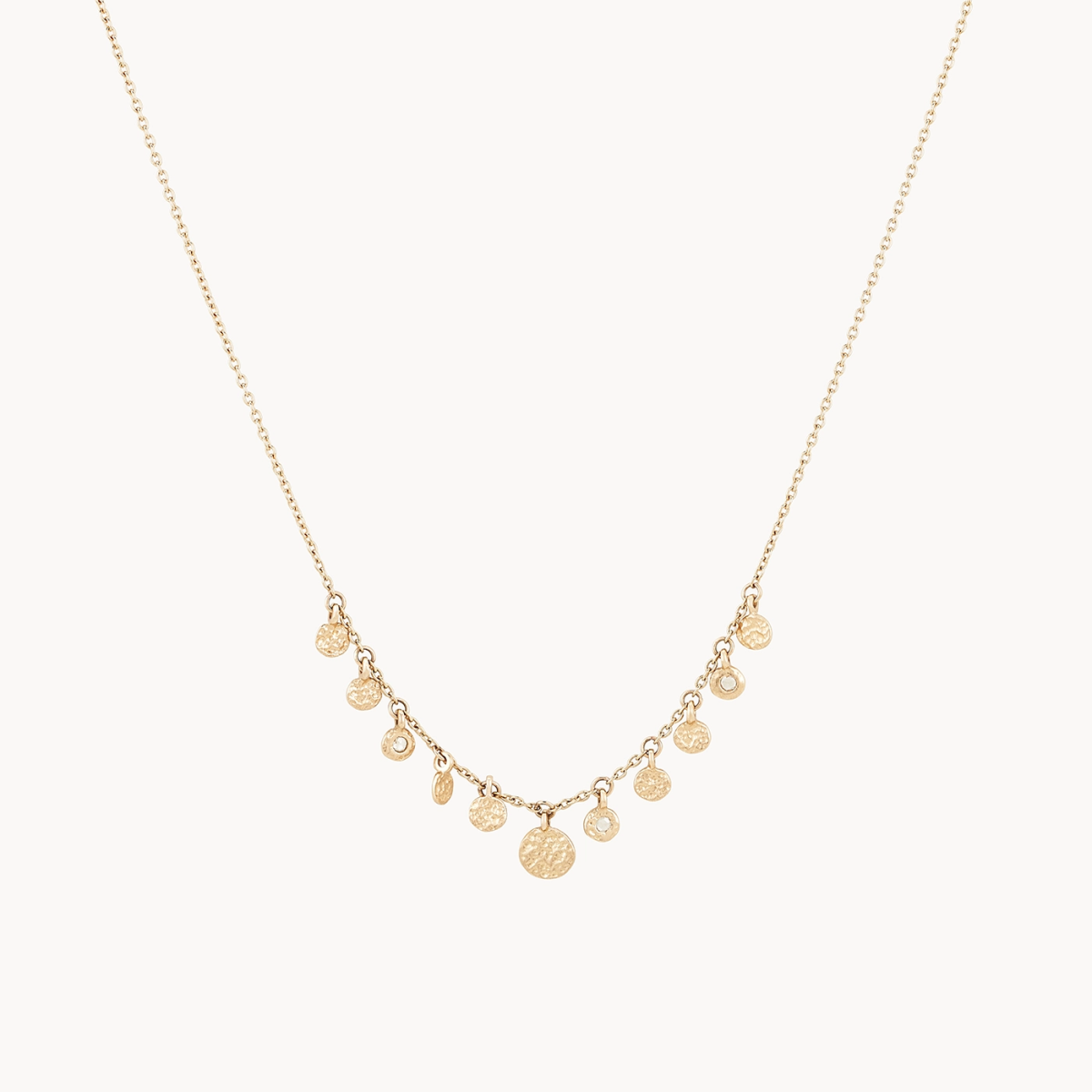 Two-Tone Gold Necklace-abacus disk diamond necklace - 14k yellow gold