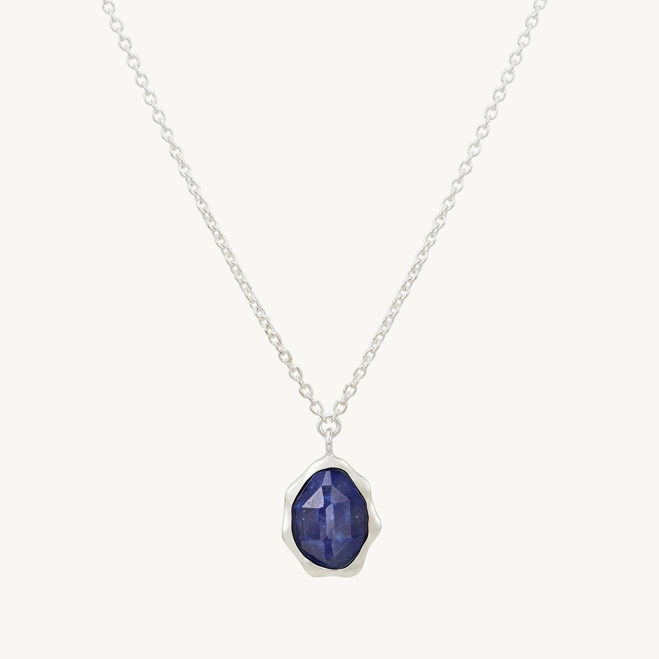 Birthstone Pendant Necklace-lapis lazuli mood necklace silver - sterling silver, lapis lazuli