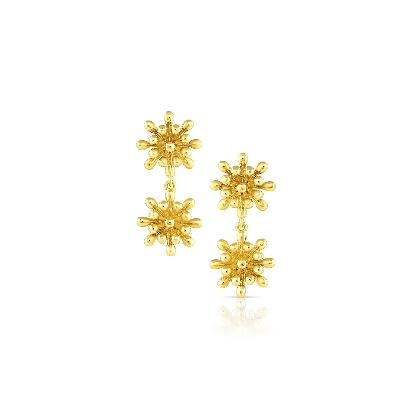 Shiny Hoop Earrings-Satellite Fireworks Earrings in 14K GOLD