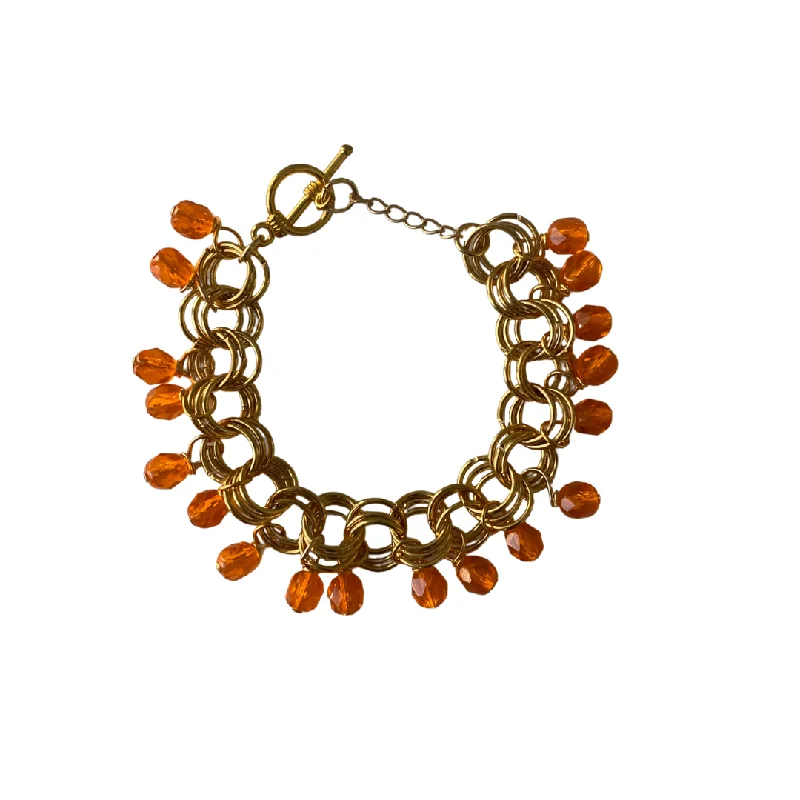 Handcrafted Wooden Bracelet-The Donna Bracelet in Orange