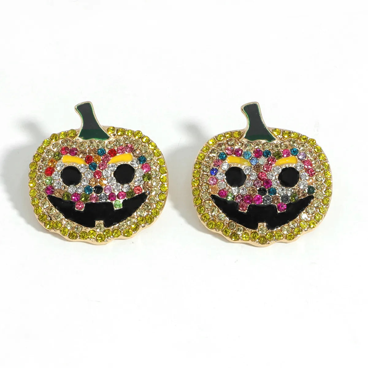 Fashion Pumpkin Diamond Alloy Artificial Gemstones Earrings