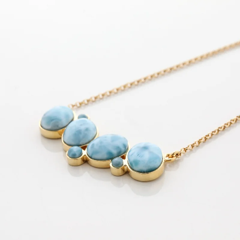 Gold Name Necklace-Gold Vermeil Larimar Necklace Athena