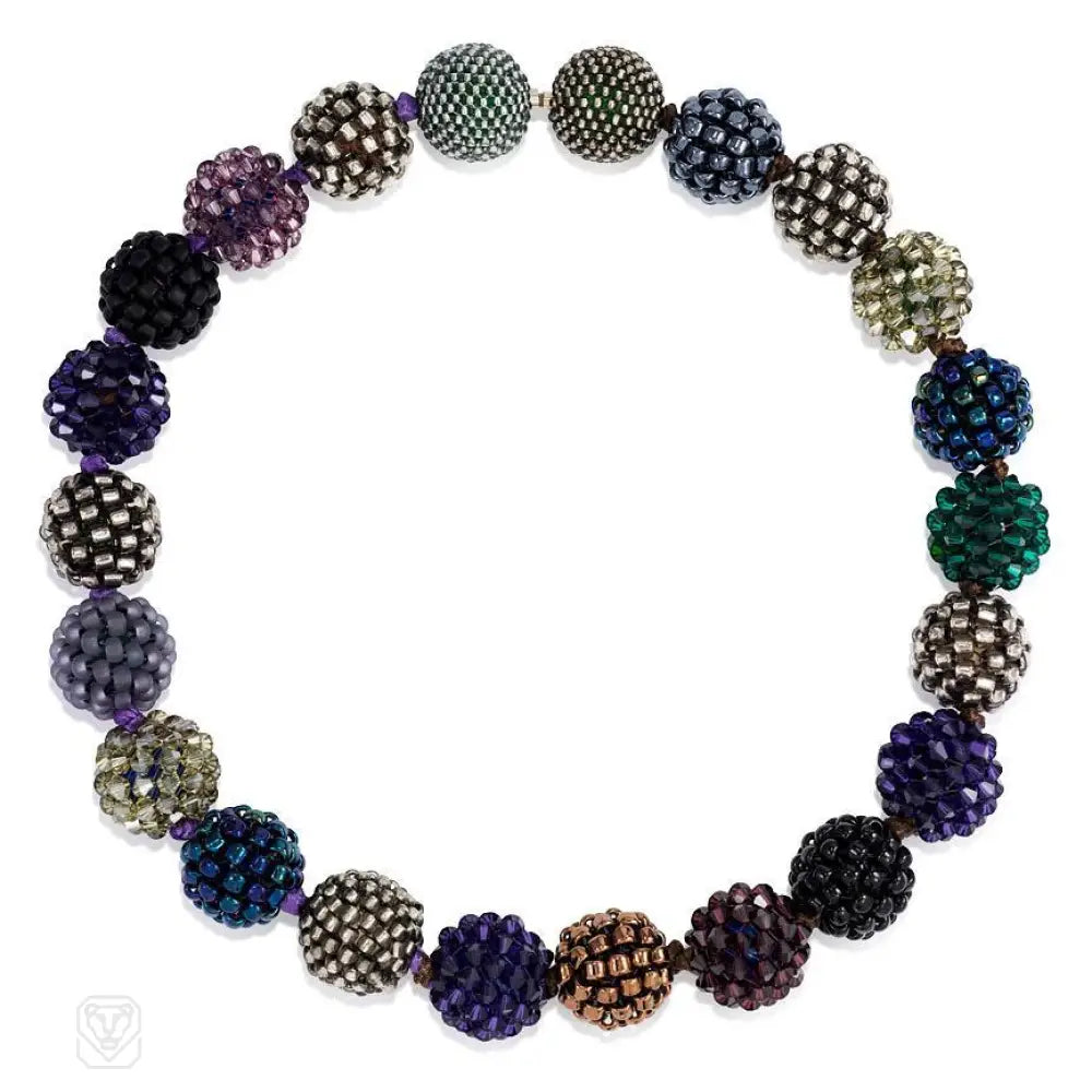 Beaded Necklace for Summer-A Glass and Crystal Necklace in Grey, Pewter, Blue, Green, Bronze, Burgundy, and Purple