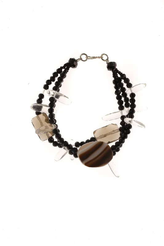 Custom Charm Beaded Bracelet-Smoky Quartz Agate Bracelet