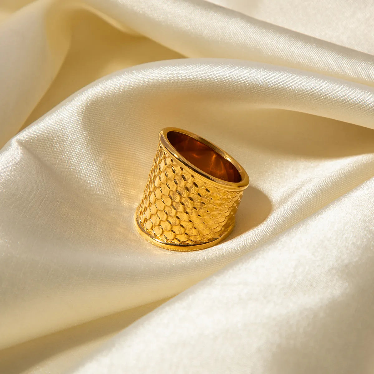 Rose Gold Stackable Rings-Stainless Steel 18K Gold Plated IG Style Simple Style Fish Scales Rings