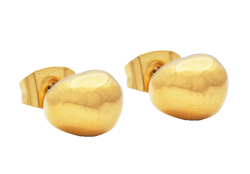 Vintage Gold Earrings-Men's Gold Stainless Steel Shapeless Stud Earrings