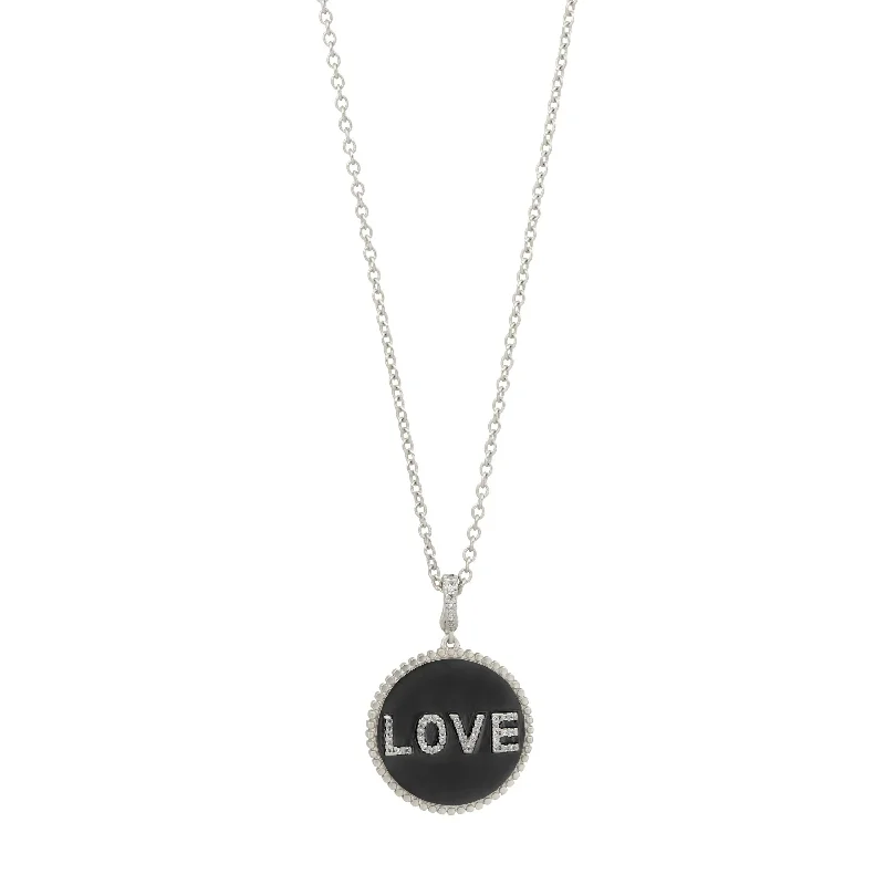 Bead Chain Necklace-Double Sided LOVE Pendant Necklace