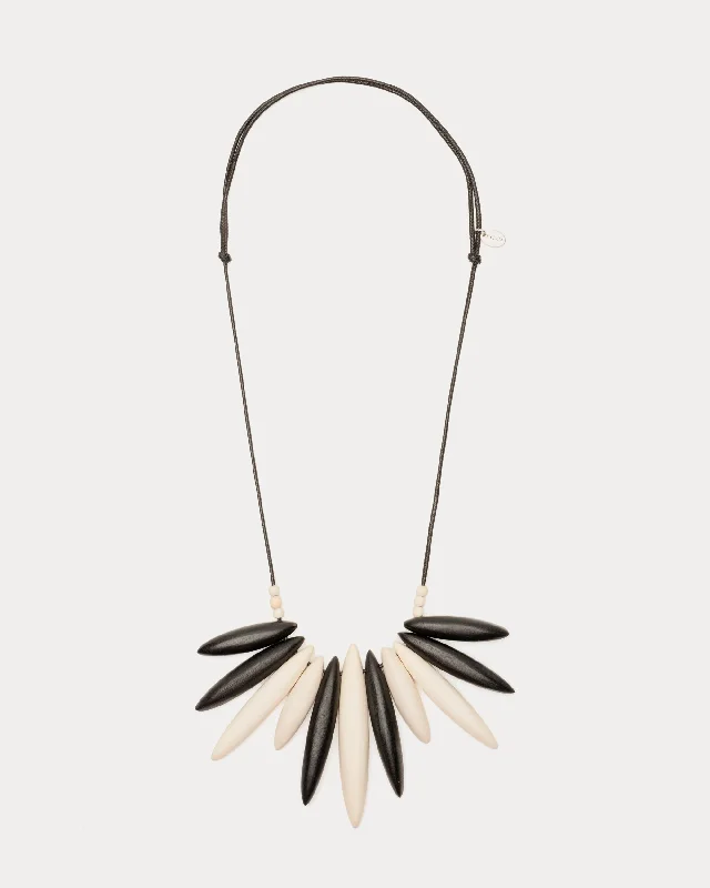 Double Chain Necklace-Bird of Paradise Necklace Black White