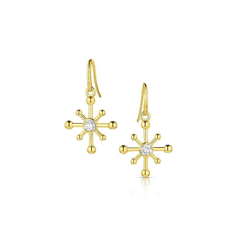 Bridal Gold Earrings-Satellite Earrings in 14K with diamonds