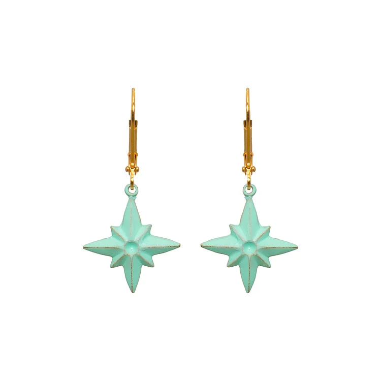 Large Crystal Earrings-Aqua Compass Earrings