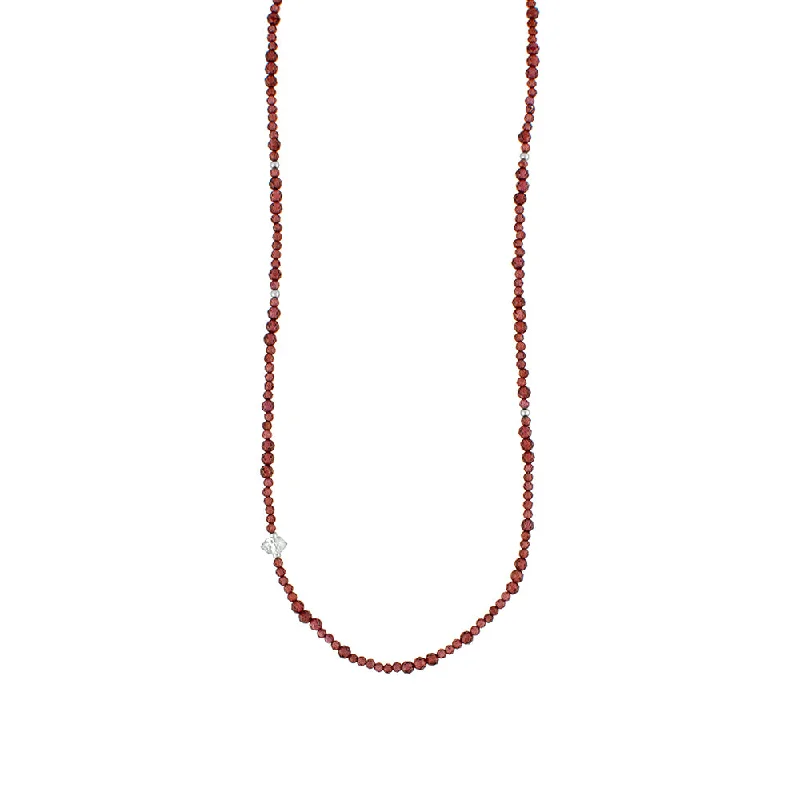 Unique Silver Bar Necklace-Garnet Strand Necklace | Available to ship February 18, 2025