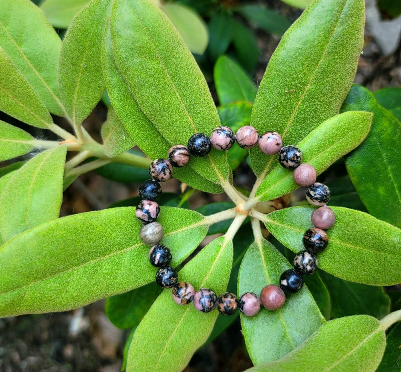 Women’s Gold Bangle Bracelet-Rhodonite Stretch Bracelet