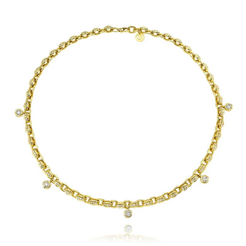 Designer Bar Necklace-Classic Diamond Chain Gypsy Roma Choker