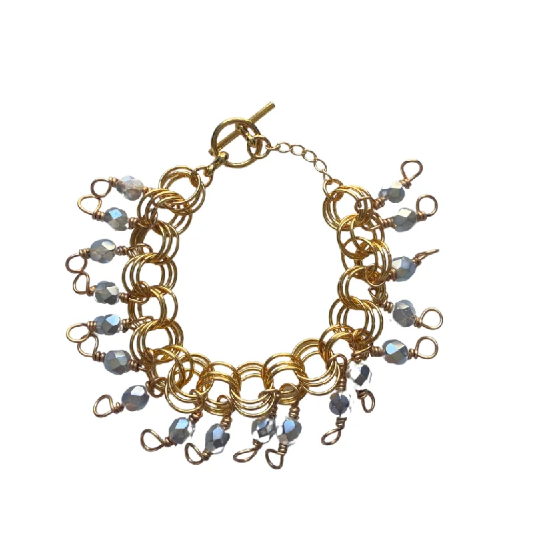 Simple Gold Link Bracelet-The Donna Bracelet in Metallic Silver