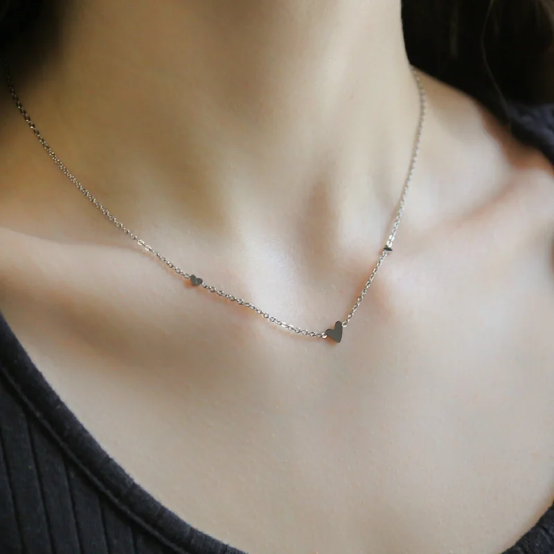 Opal Gemstone Necklace-Passion SILVER Necklace Stainless Steel Heart Necklace