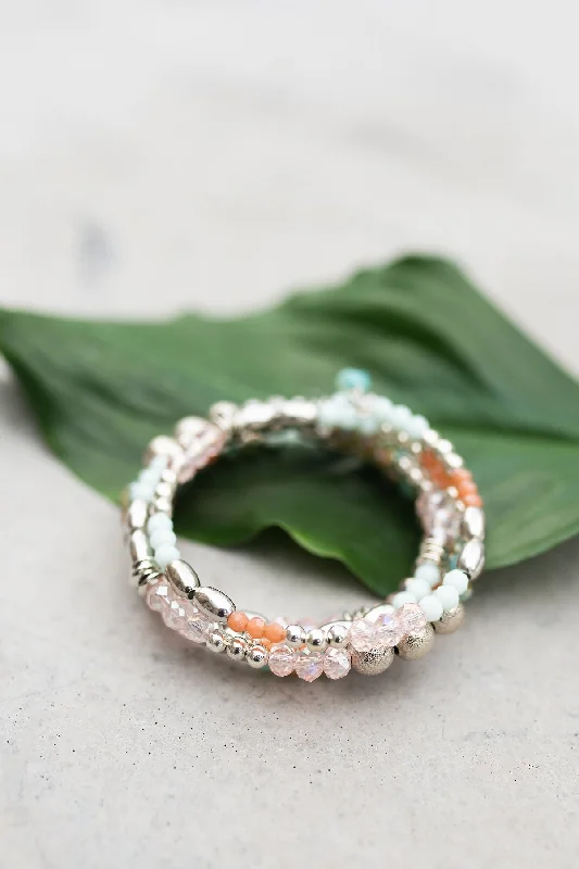 Stackable Silver Bracelet-Mint to Be Wrap Bracelet