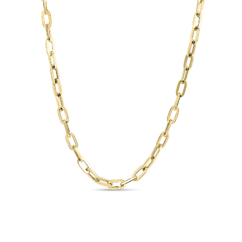 Stylish Diamond Necklace-18k Yellow Gold Classic Oro Collar Necklace - 22 Inch