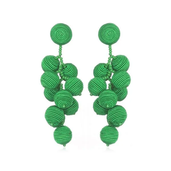 Gold Clip-On Earrings-Silk Gumball Green