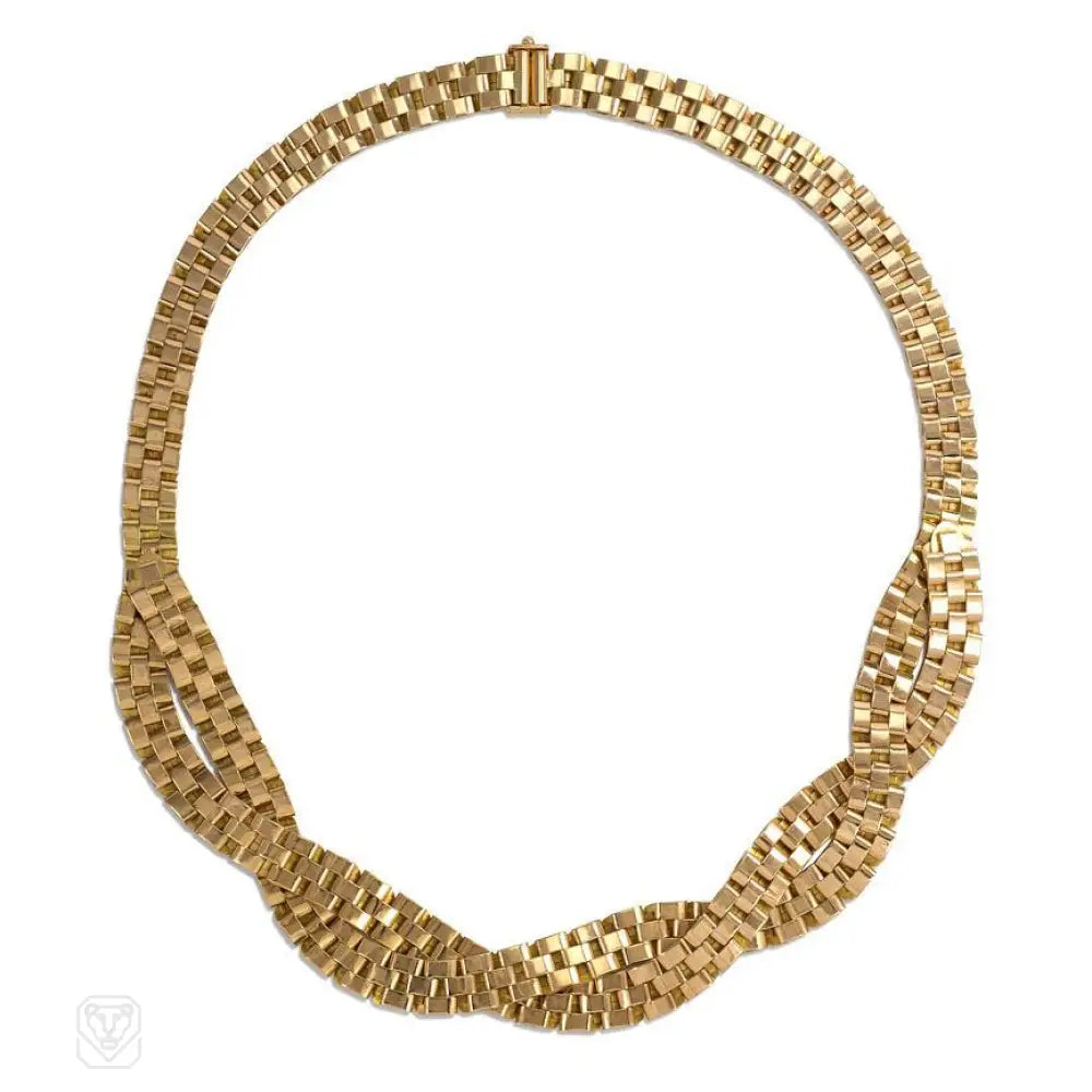 Bright Gold Necklace-French Retro gold reversible necklace