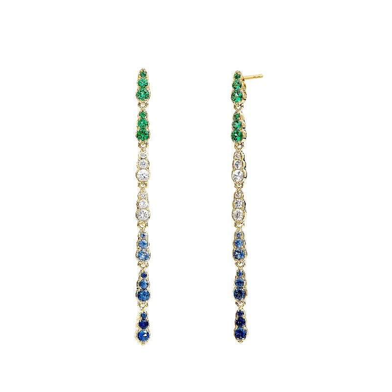 Black Gold Earrings-Emerald Sapphire Earrings