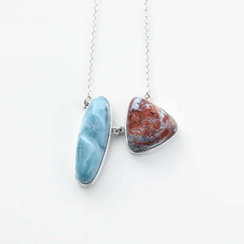 Rose Gold Pendant Necklace-Larimar Necklace Laki