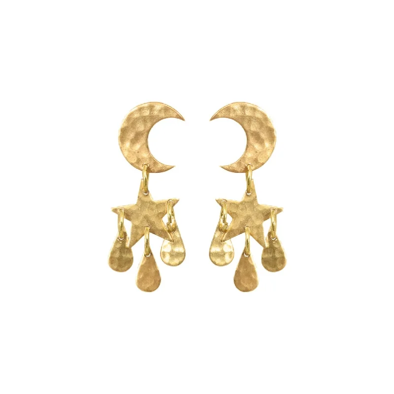 Long Gold Earrings-Moon Drop Earrings