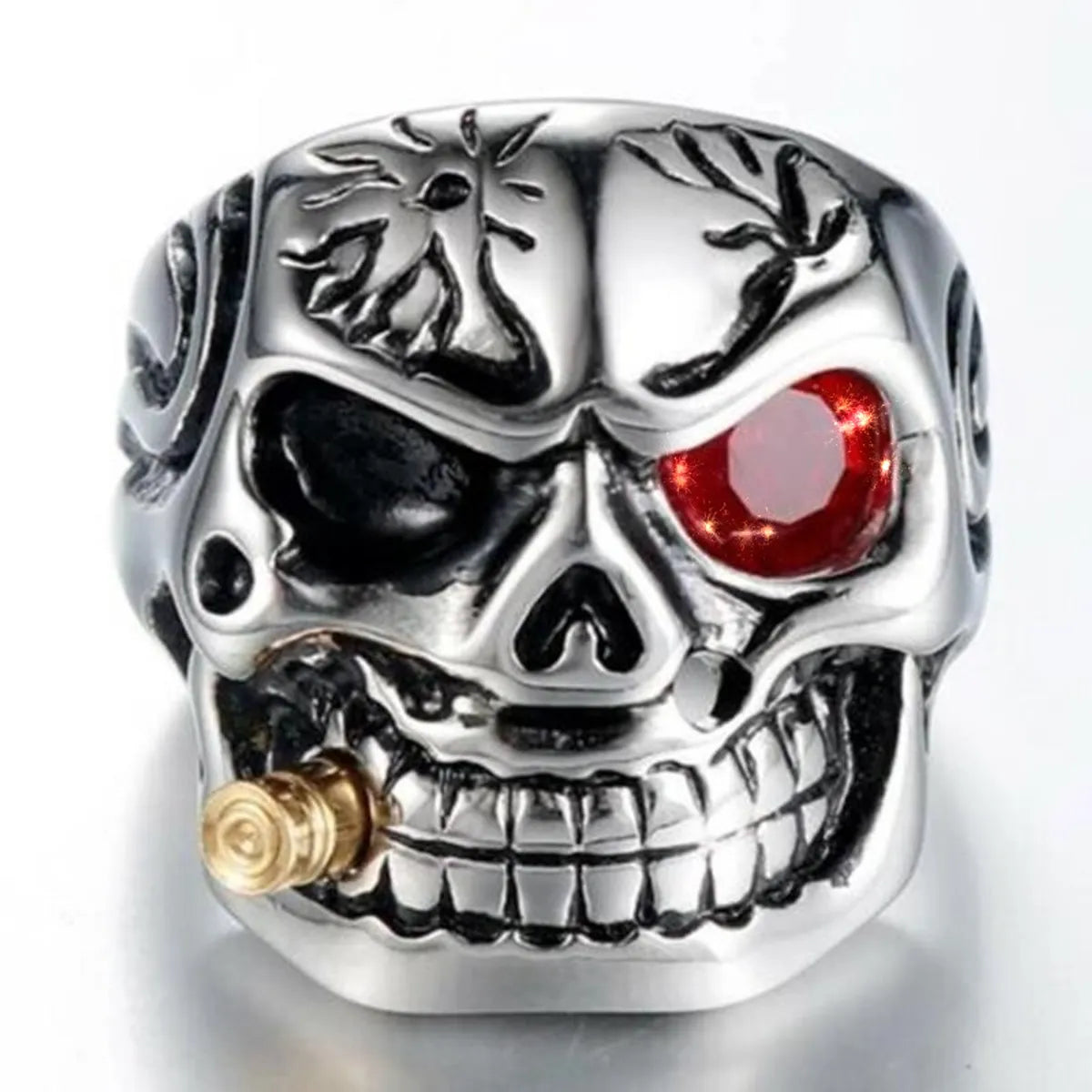 Handmade Engagement Ring-Gothic Ethnic Style Cool Style Skull Alloy Plating Inlay Rhinestones Men'S Rings