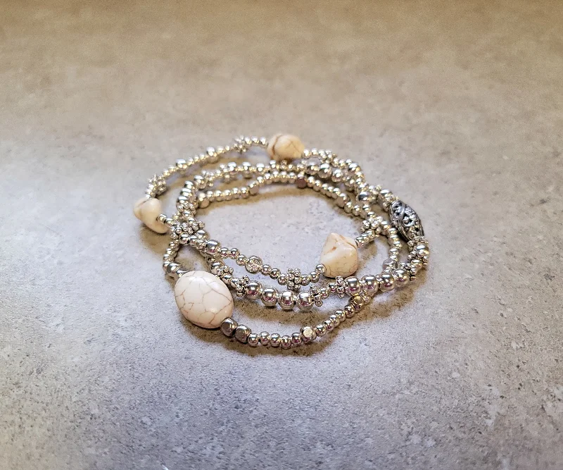 Dainty Gemstone Bangle-Harmony Bracelet Set