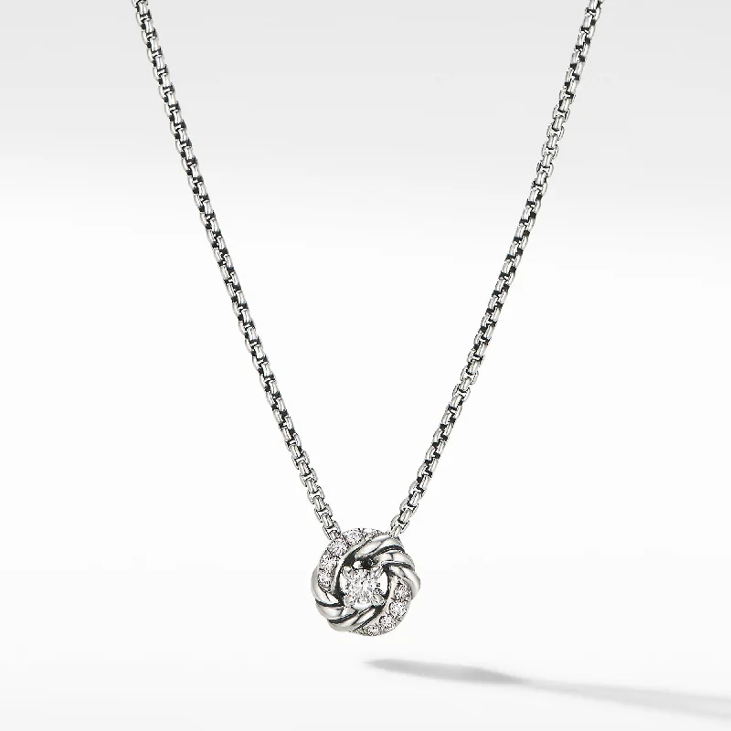 Statement Heart Necklace-Petite Infinity Pendant Necklace in Sterling Silver with Diamonds\, 8mm