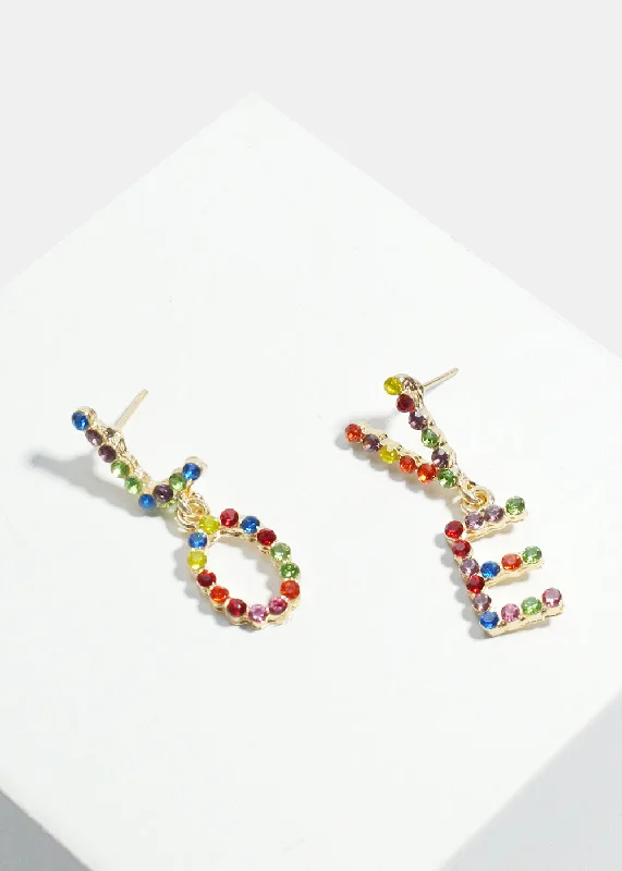 Shiny Stud Earrings-Colorful "LOVE" Dangle Earrings