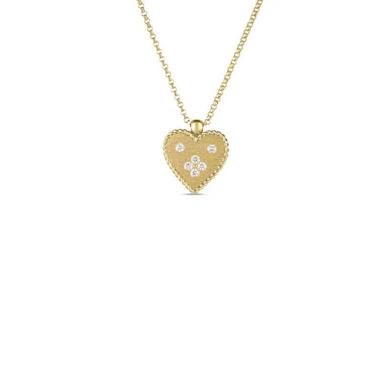 Unique Gold Pendant Necklace-18K YELLOW GOLD VENETIAN PRINCESS SMALL HEART MEDALLION NECKLACE