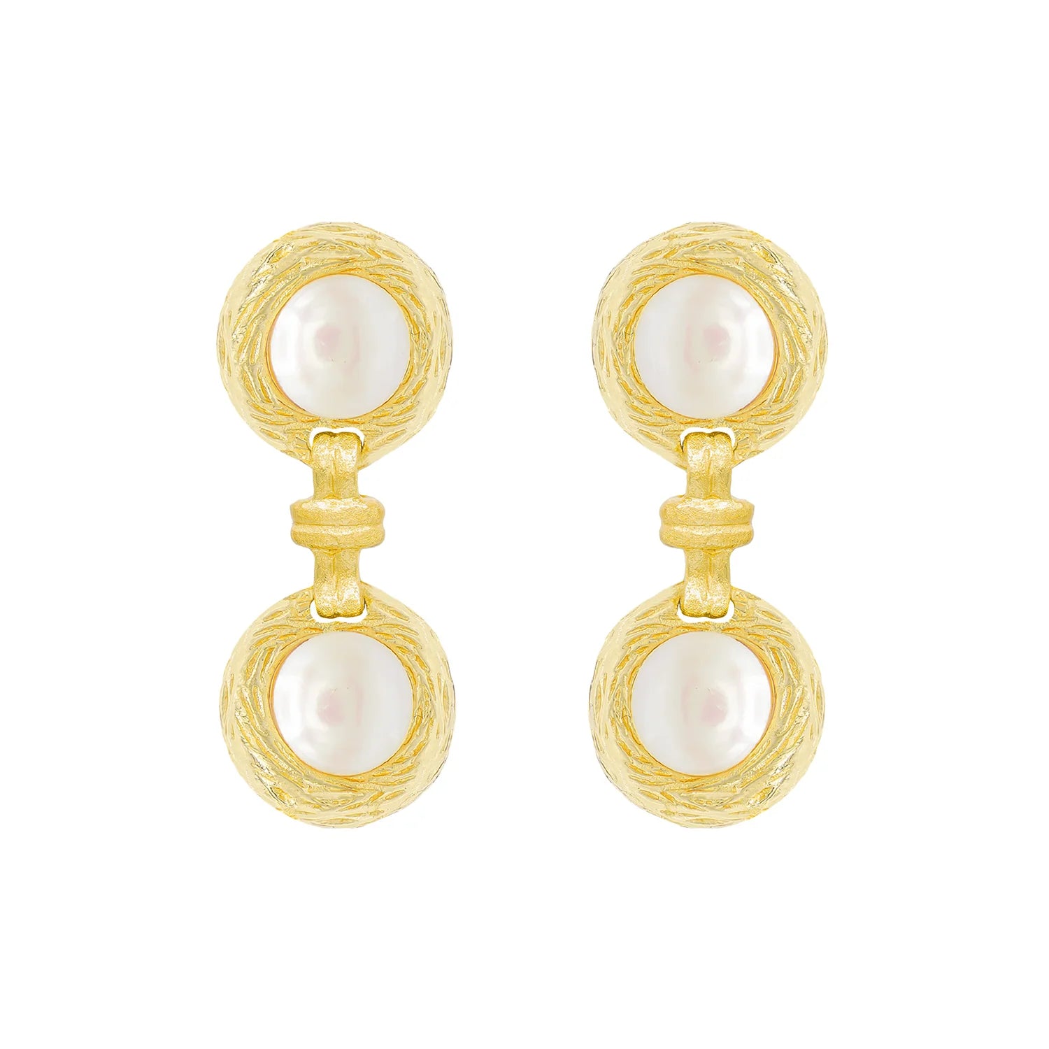 Personalized Name Earrings-Double Pearl