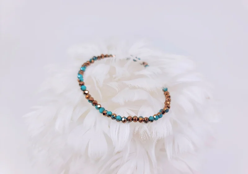 Handcrafted Rose Gold Bracelet-Teal Dazzler Bracelet