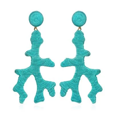 Simple Hoop Earrings for Women-Seychelles Silk Coral Drop Earrings Turquoise