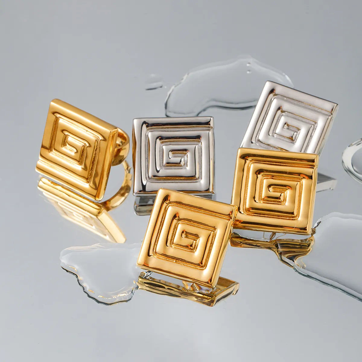 1 Pair Ig Style Vintage Style Echo Rhombus Plating Stainless Steel 18k Gold Plated Ear Studs