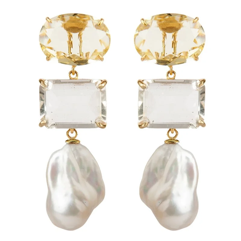 Casual Silver Earrings-Baroque Pearl Drops