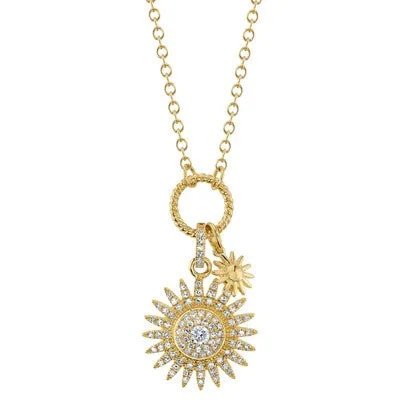 Classic Gemstone Pendant Necklace-0.29CT DIAMOND SUN NECKLACE