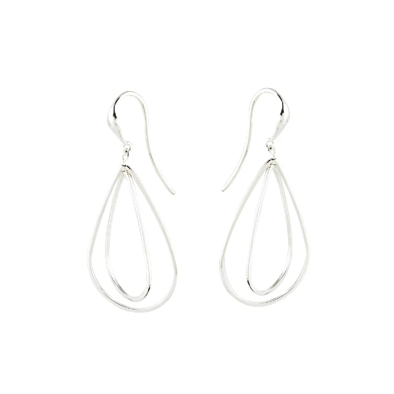 Shiny Hoop Earrings-Dangle Pear Wires